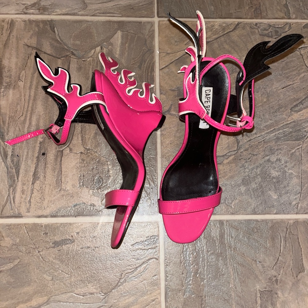 Hot pink wedge heels